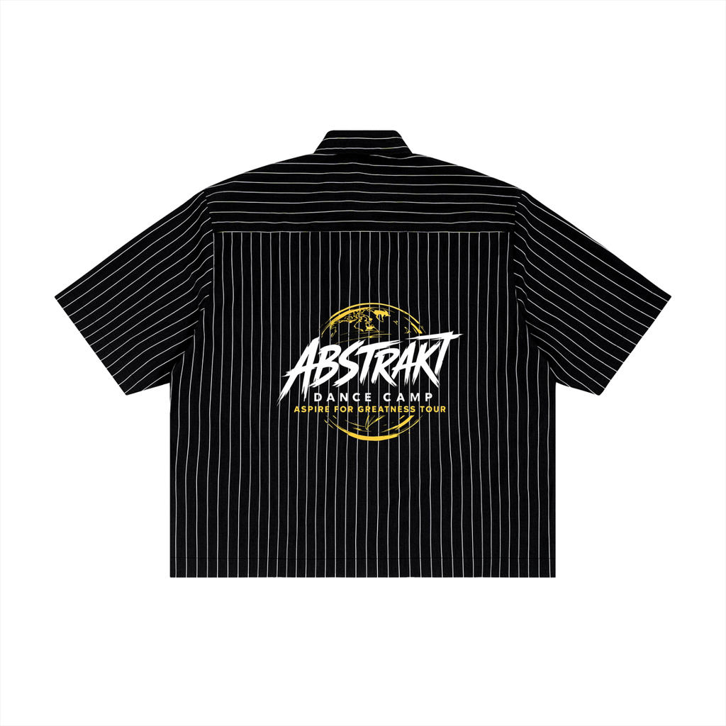 Abstrakt Dance Camp Unisex Striped Boxy Button-Up Shirt